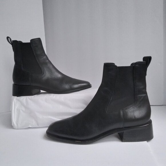 Sam Edelman Black Leather 'Thelma' Square Toe Block Heel Chelsea Boots Sz 6 - Picture 8 of 12